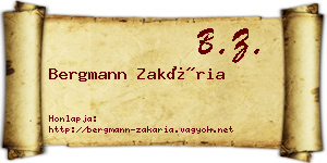 Bergmann Zakária névjegykártya